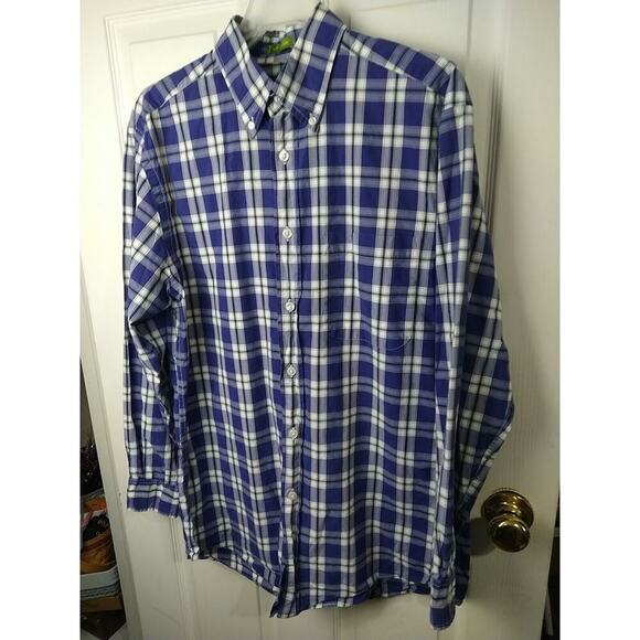 Orvis Men's M Shirt Blue White Plaid Collared Button Long Sleeve Business... - Picture 2 of 11